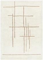 Sierra Abstract Beige Lines Washable Wool Rug