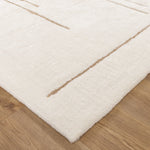 Sierra Abstract Beige Lines Washable Wool Rug