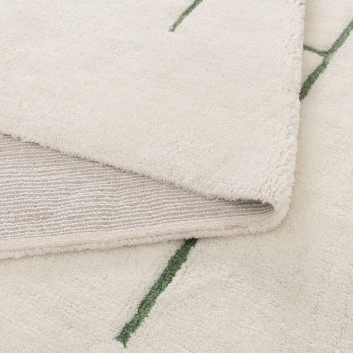Sierra Abstract Olive Lines Washable Wool Rug
