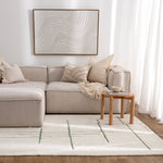 Sierra Abstract Olive Lines Washable Wool Rug