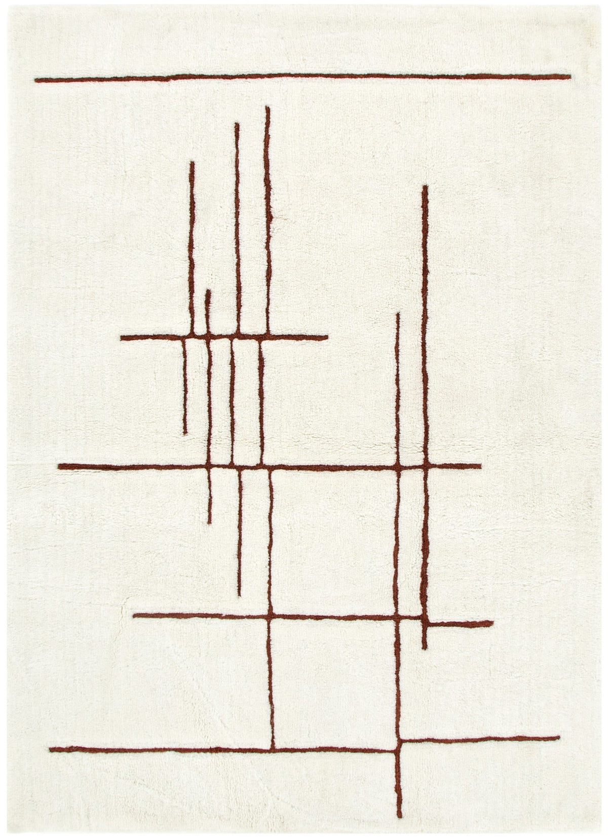 Sierra Abstract Terracotta Lines Washable Wool Rug
