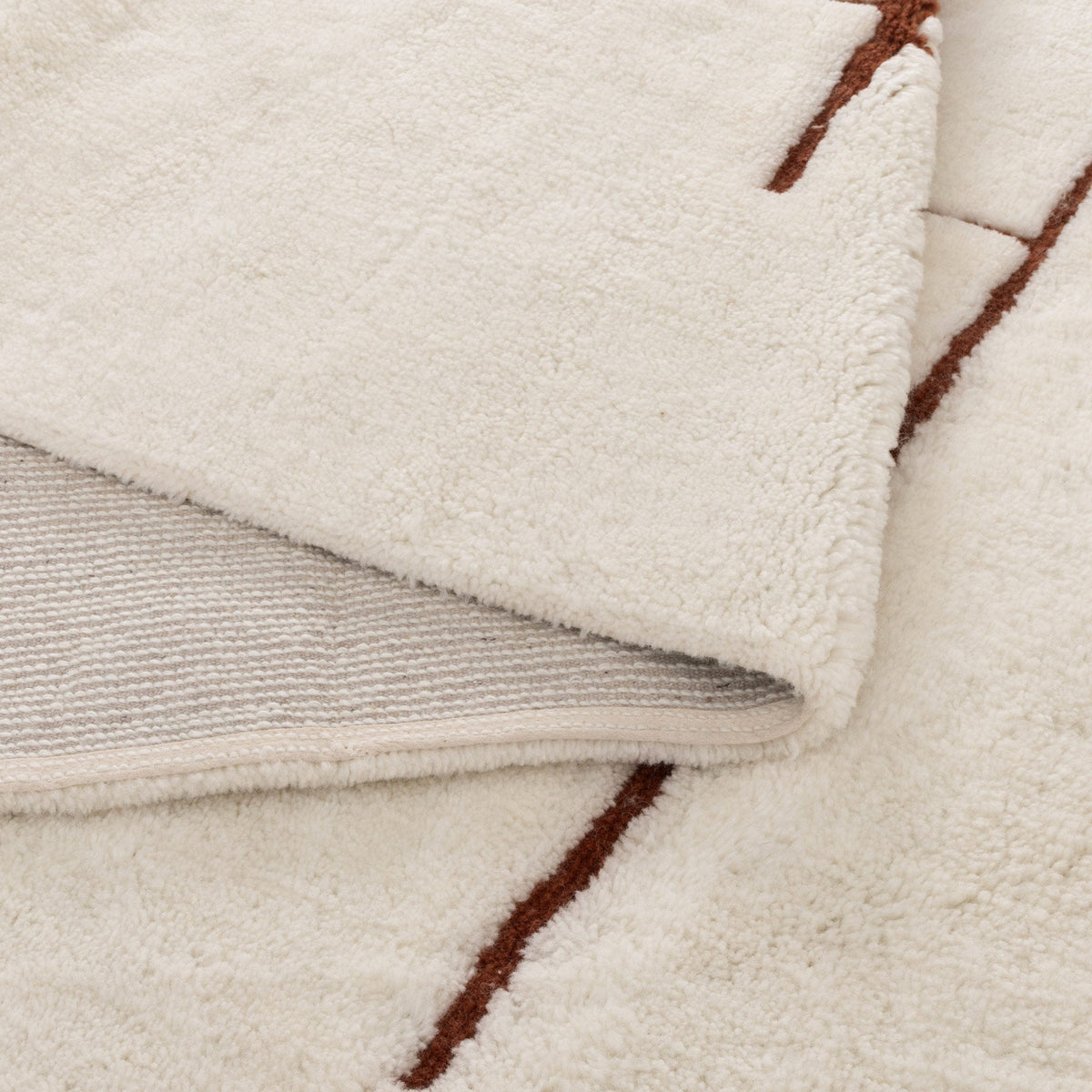 Sierra Abstract Terracotta Lines Washable Wool Rug