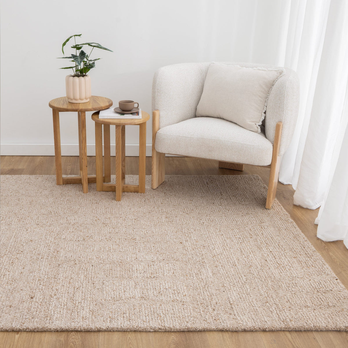 Rowan Beige Modern Wool Rug