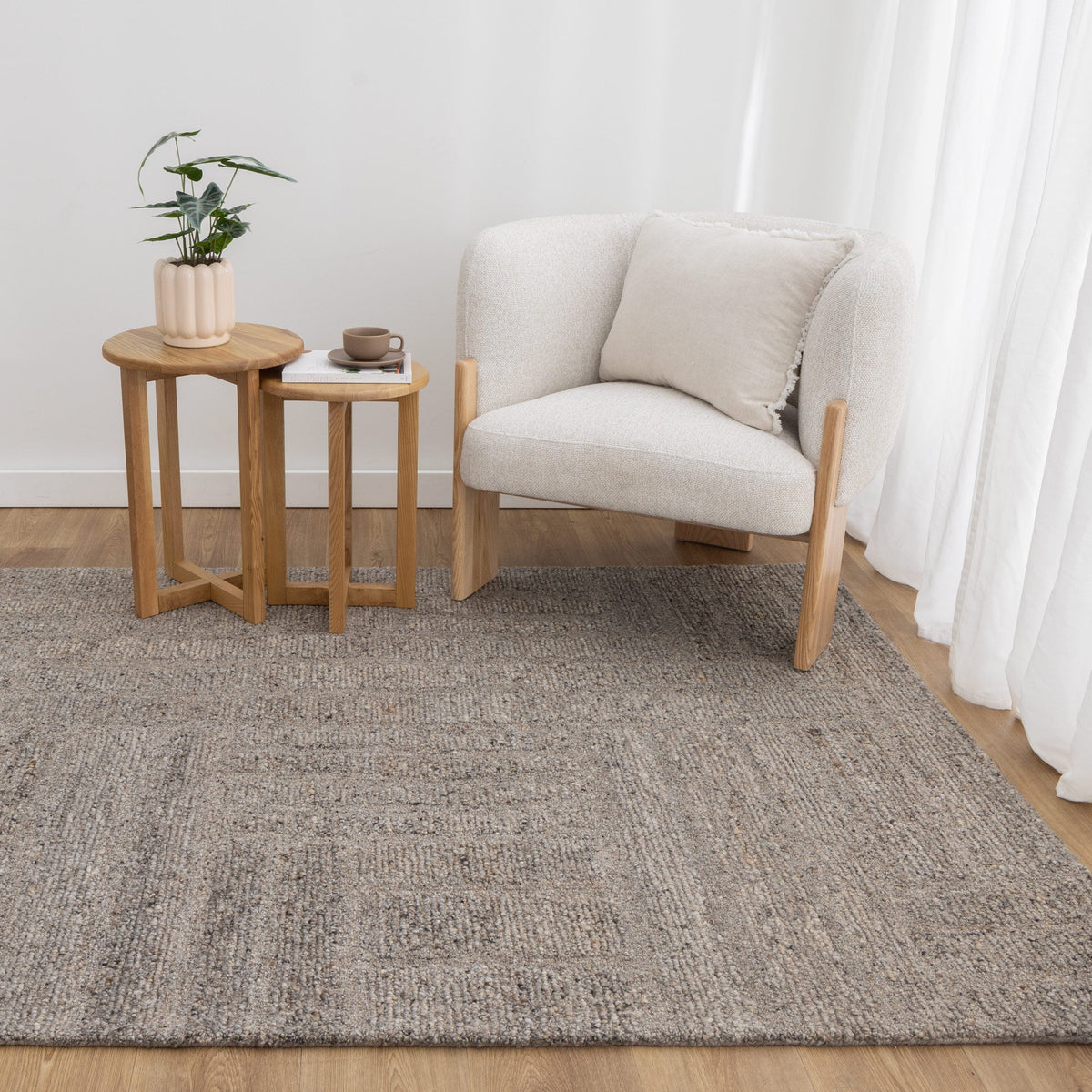 Rowan Brown Grey Modern Wool Rug