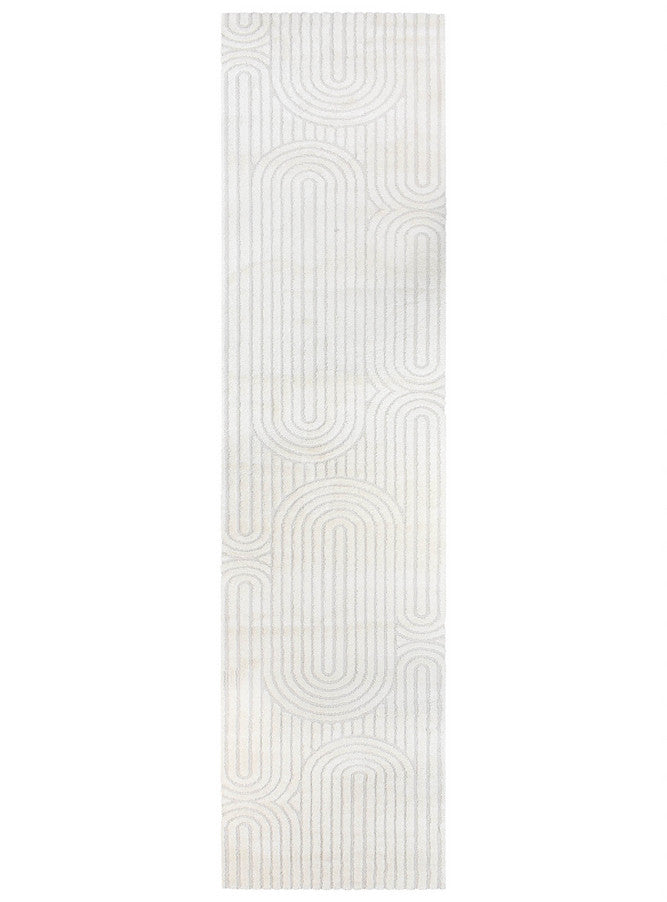 Arcadia Ribbed Arch Geometric Textured White Rug