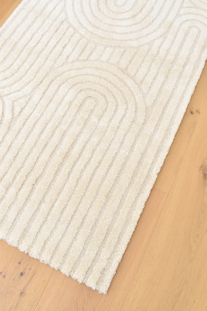 Arcadia Ribbed Arch Geometric Textured White Rug