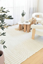 Arcadia Ribbed Arch Geometric Textured White Rug