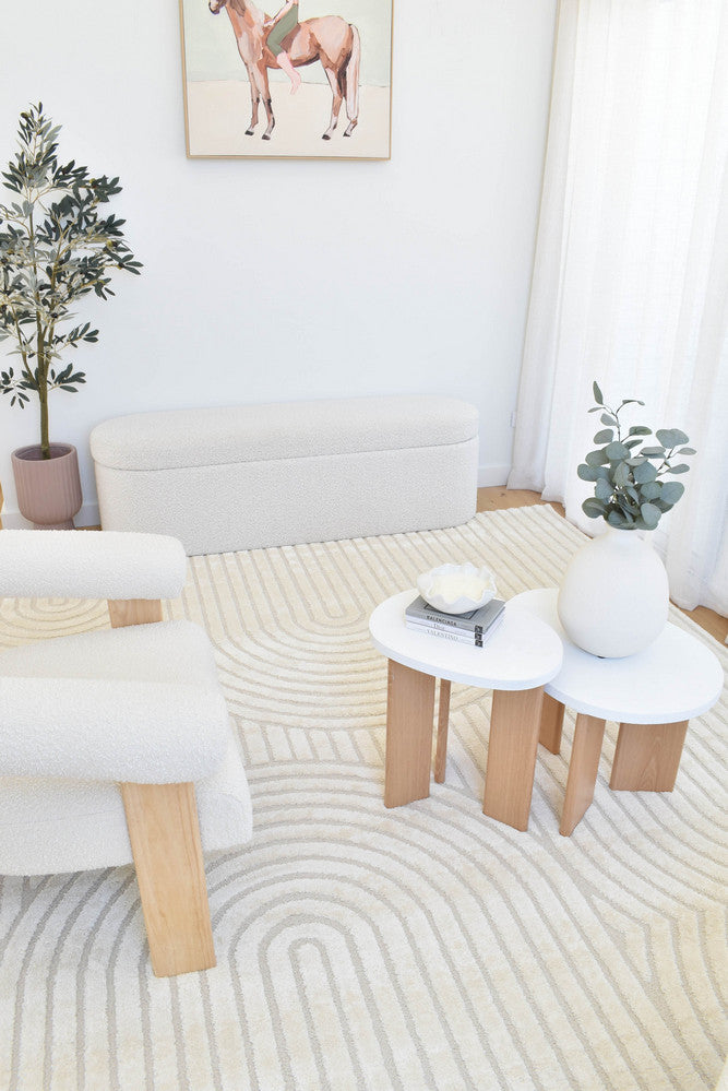 Arcadia Ribbed Arch Geometric Textured White Rug