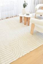 Arcadia Ribbed Arch Geometric Textured White Rug
