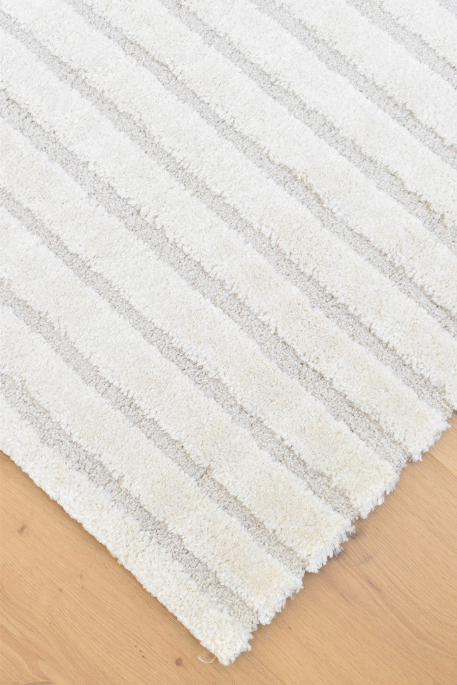 Arcadia Ribbed Arch Geometric Textured White Rug