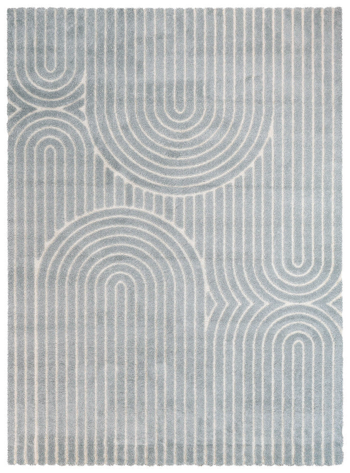Arcadia Ribbed Arch Geometric Textured Blue Rug