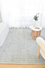 Arcadia Ribbed Arch Geometric Textured Blue Rug