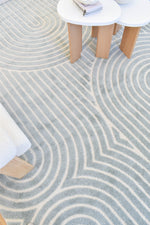 Arcadia Ribbed Arch Geometric Textured Blue Rug
