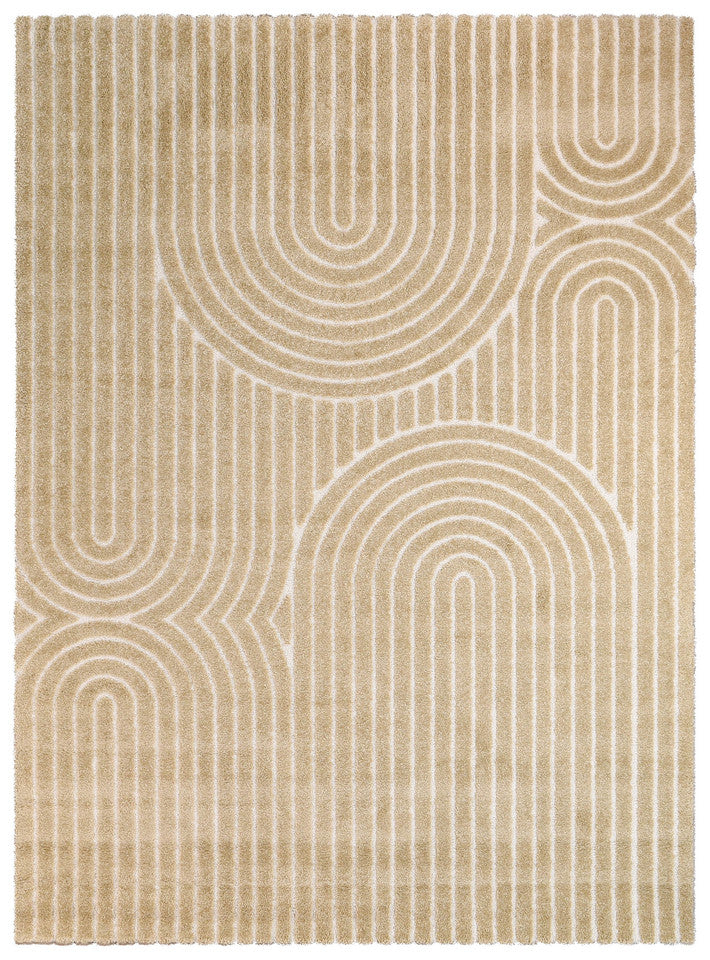 Arcadia Ribbed Arch Geometric Textured Cocoa Rug