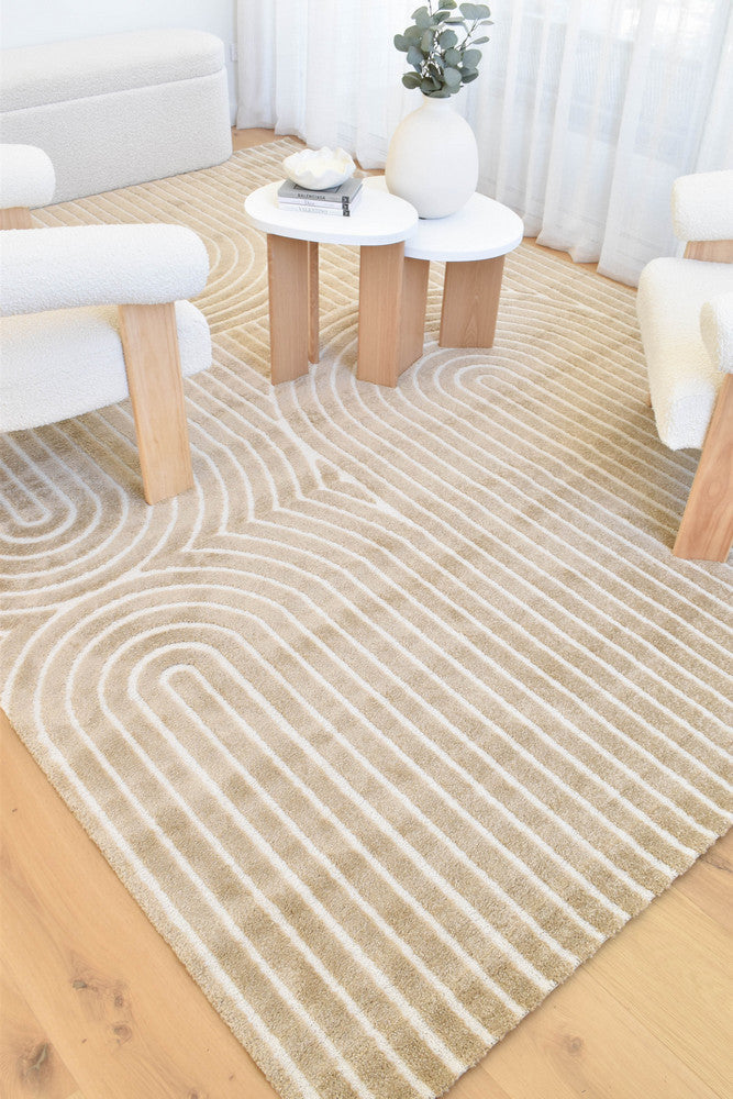 Arcadia Ribbed Arch Geometric Textured Cocoa Rug
