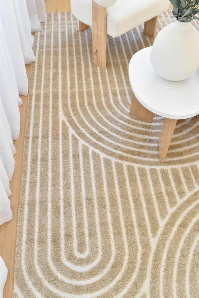 Arcadia Ribbed Arch Geometric Textured Cocoa Rug