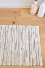Arcadia Abstract Striated Linear Textured Cream Rug