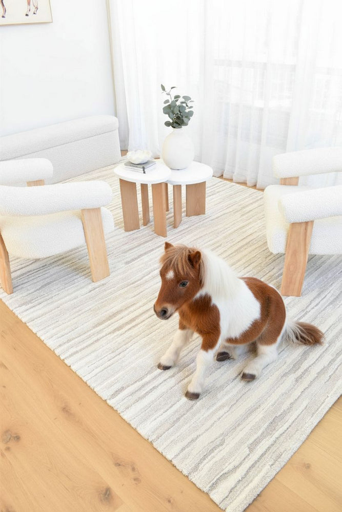 Arcadia Abstract Striated Linear Textured Cream Rug