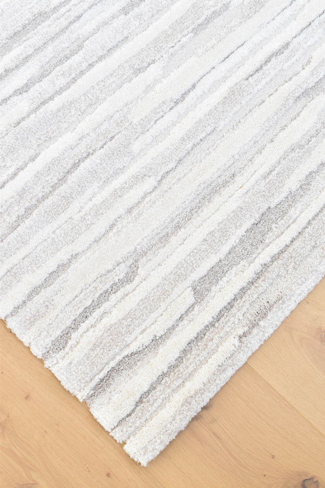 Arcadia Abstract Striated Linear Textured Cream Rug
