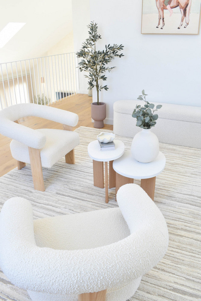 Arcadia Abstract Striated Linear Textured Cream Rug