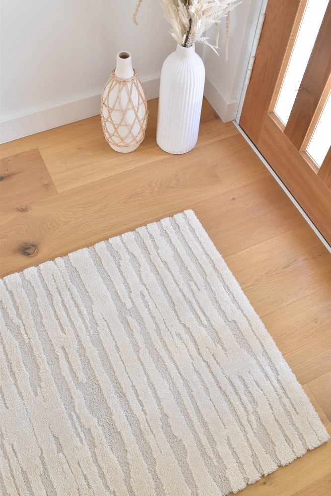 Arcadia Abstract Striated Linear Textured Latte Rug