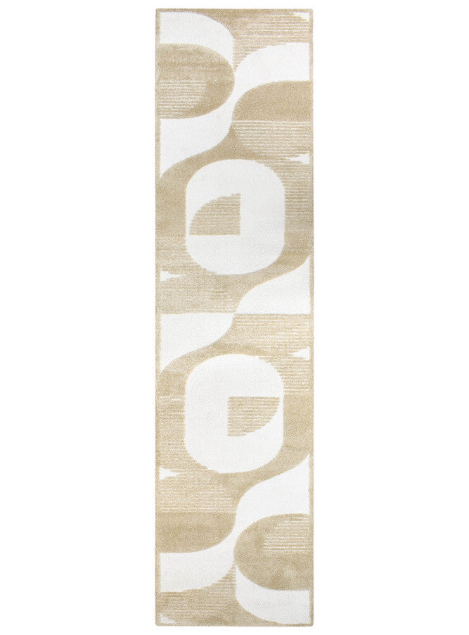 Arcadia Mid-Century Geometric Arch Textured Chestnut Rug