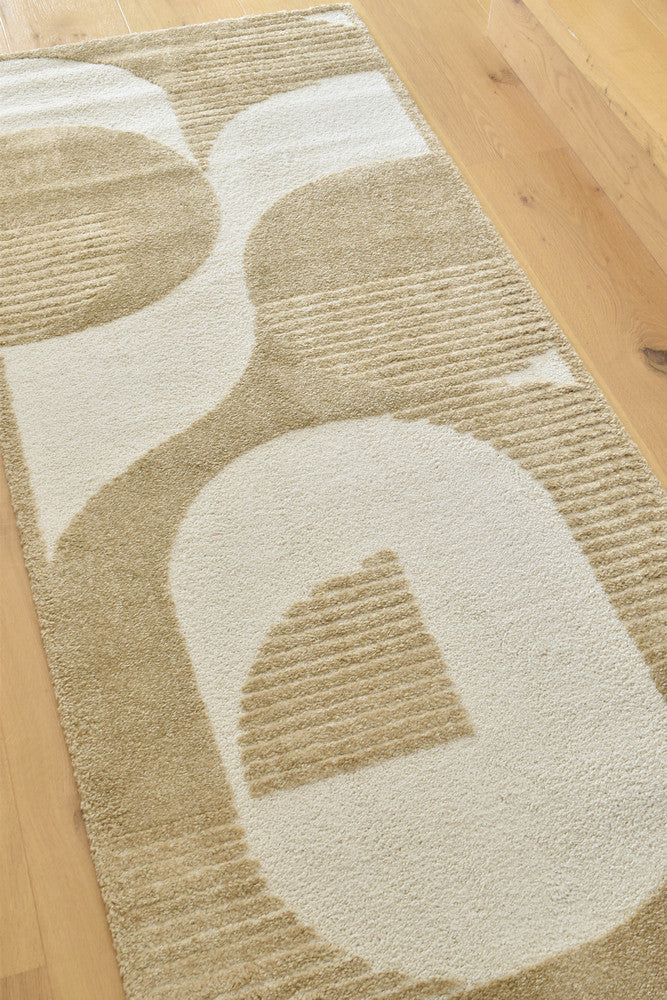 Arcadia Mid-Century Geometric Arch Textured Chestnut Rug