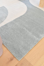 Arcadia Mid-Century Geometric Arch Textured Blue Rug