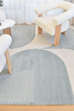 Arcadia Mid-Century Geometric Arch Textured Blue Rug