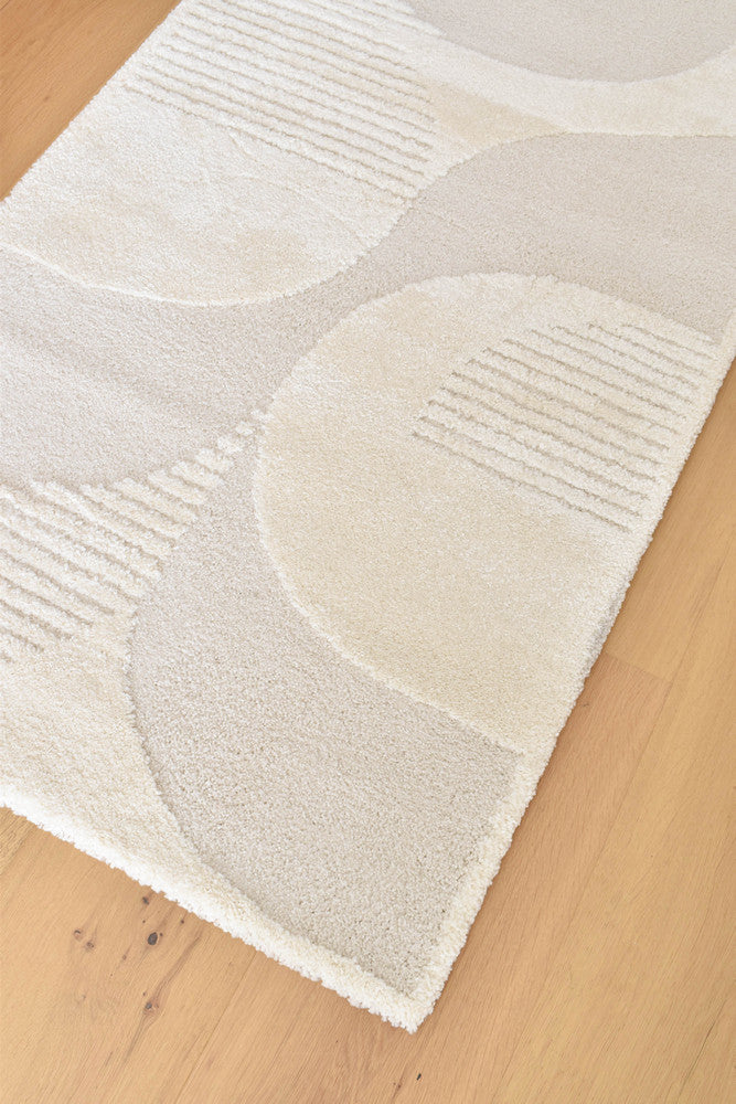 Arcadia Mid-Century Geometric Arch Textured Pearl Rug