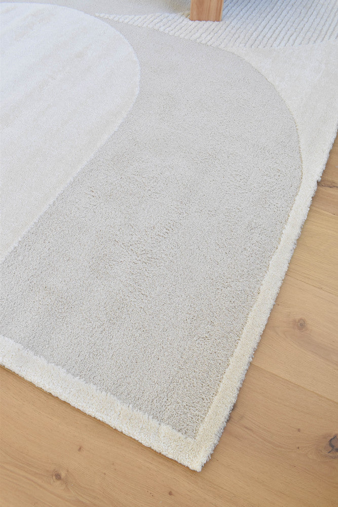 Arcadia Mid-Century Geometric Arch Textured Pearl Rug