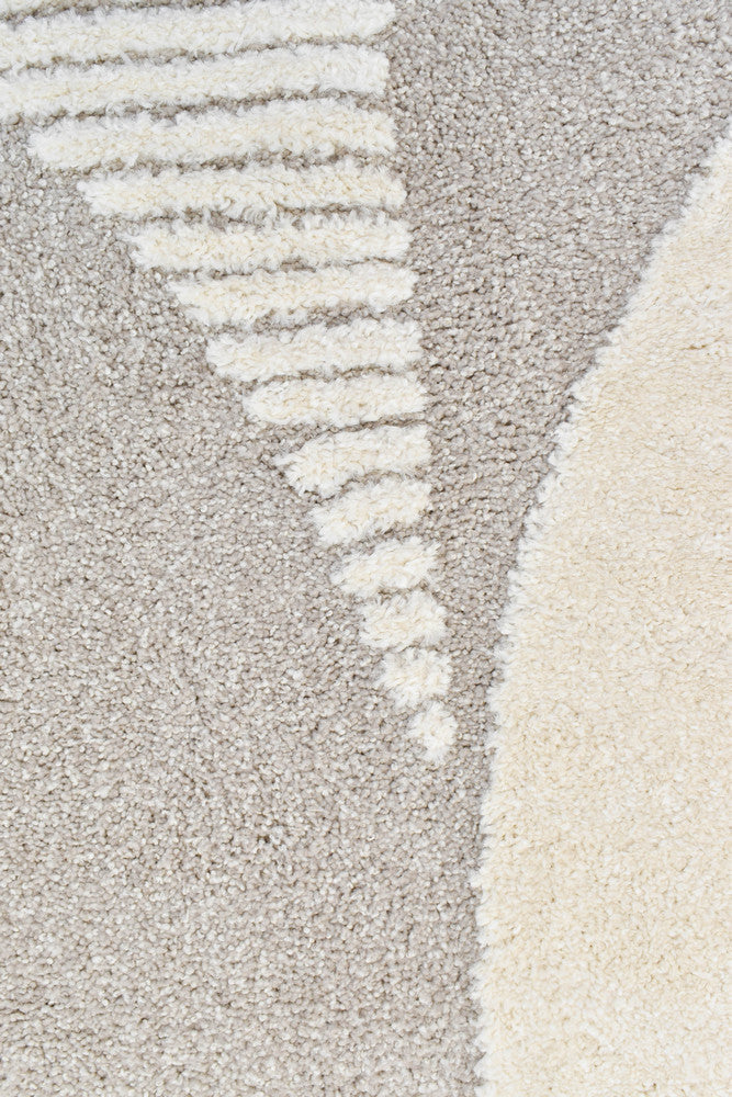 Arcadia Mid-Century Geometric Arch Textured Beige Rug