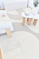 Arcadia Mid-Century Geometric Arch Textured Beige Rug