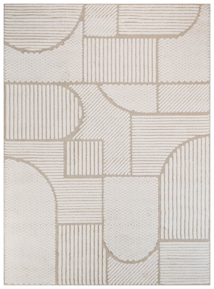 Contour Modern Sculpted Arches Textured Beige Rug