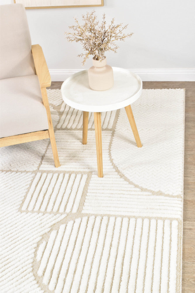 Contour Modern Sculpted Arches Textured Beige Rug