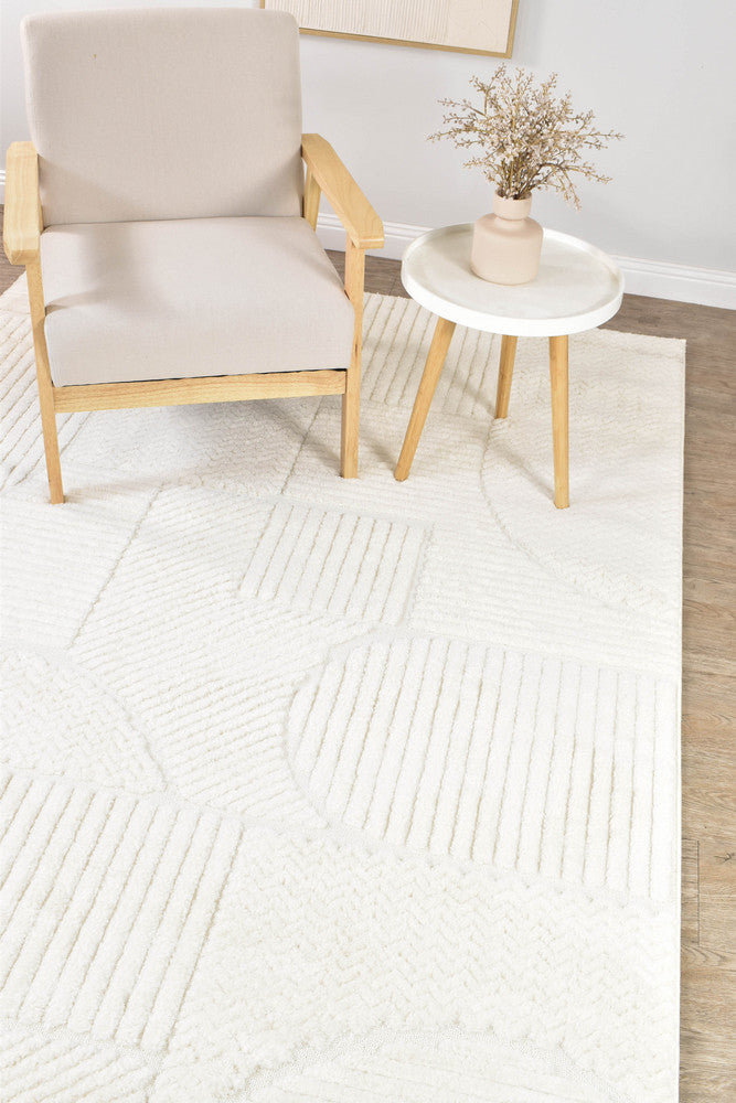 Contour Modern Sculpted Arches Textured Cream Rug