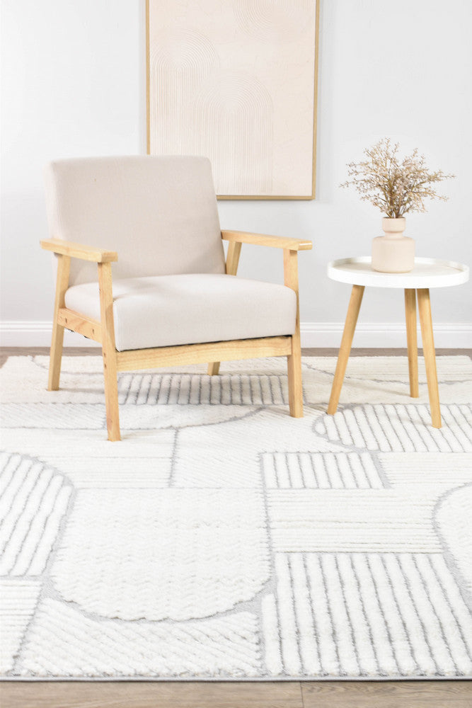 Contour Modern Sculpted Arches Textured Grey Rug