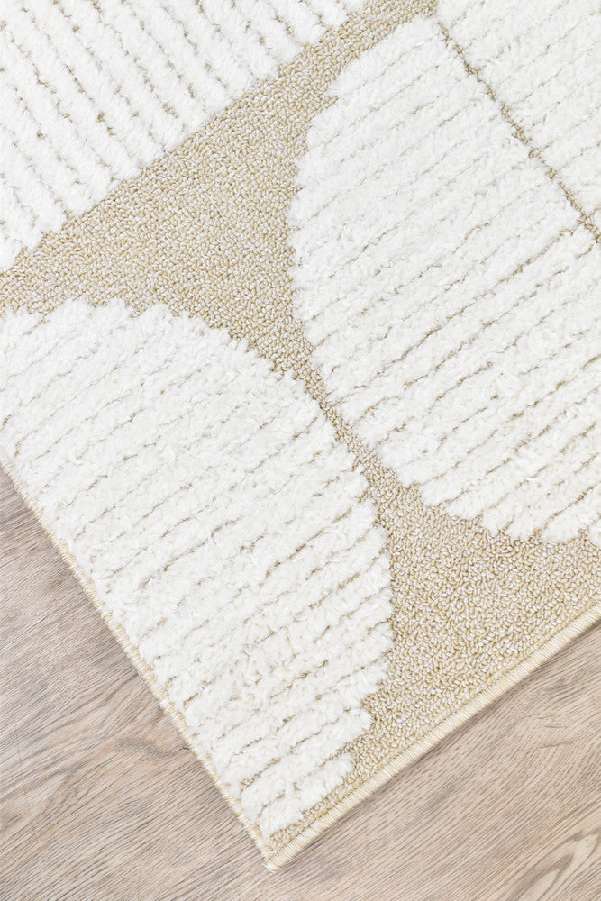 Contour Mid-Century Sculpted Half-Moon Beige Rug