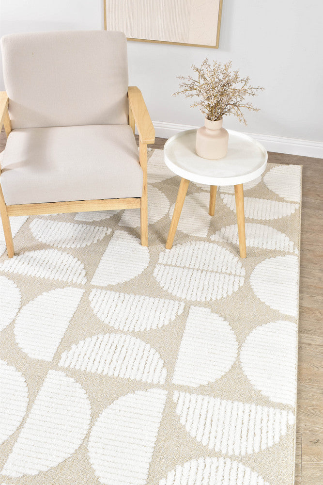 Contour Mid-Century Sculpted Half-Moon Beige Rug