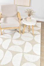 Contour Mid-Century Sculpted Half-Moon Beige Rug