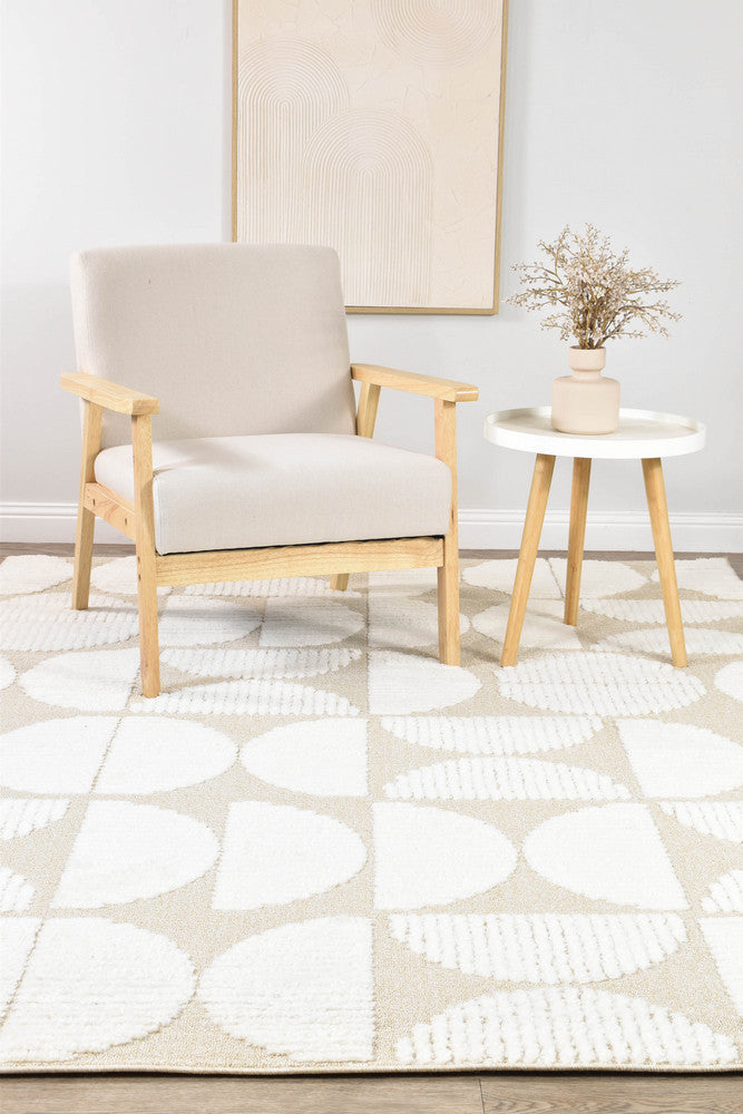 Contour Mid-Century Sculpted Half-Moon Beige Rug