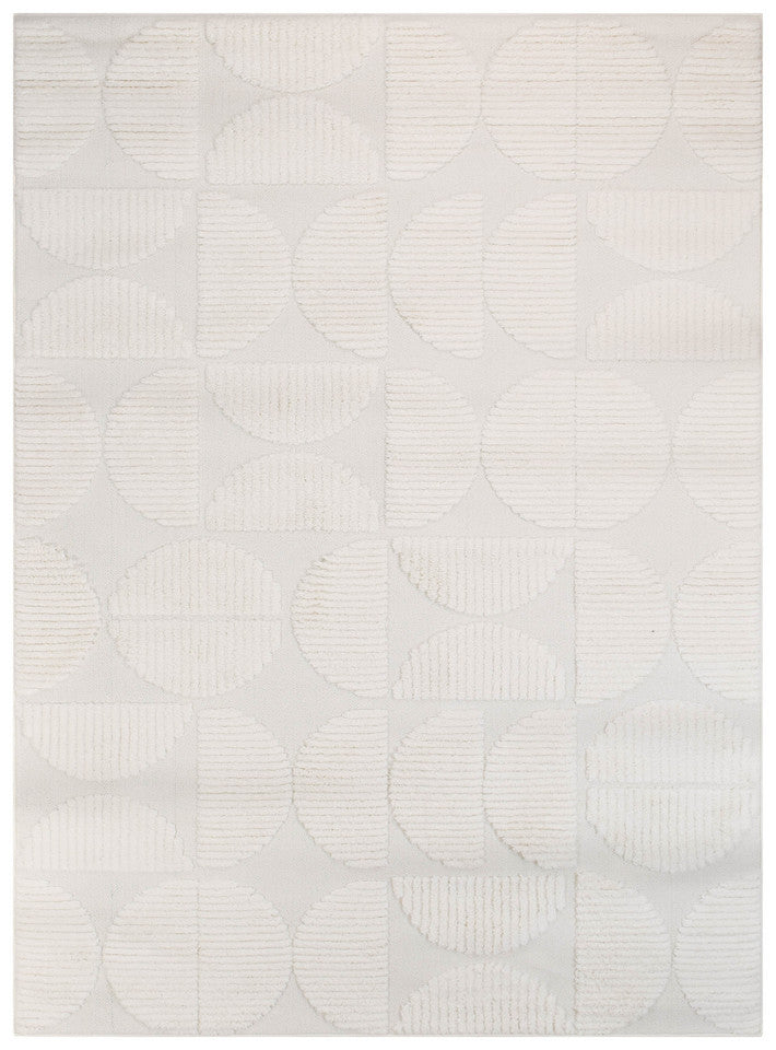 Contour Mid-Century Sculpted Half-Moon Cream Rug