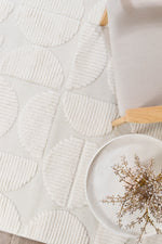 Contour Mid-Century Sculpted Half-Moon Cream Rug