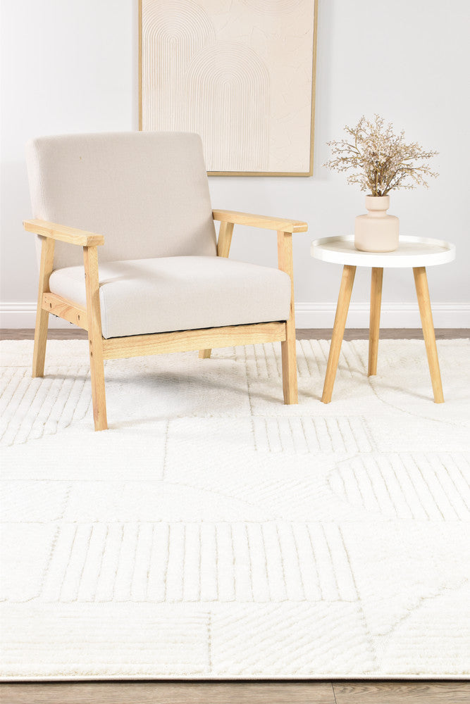Contour Mid-Century Sculpted Half-Moon Cream Rug