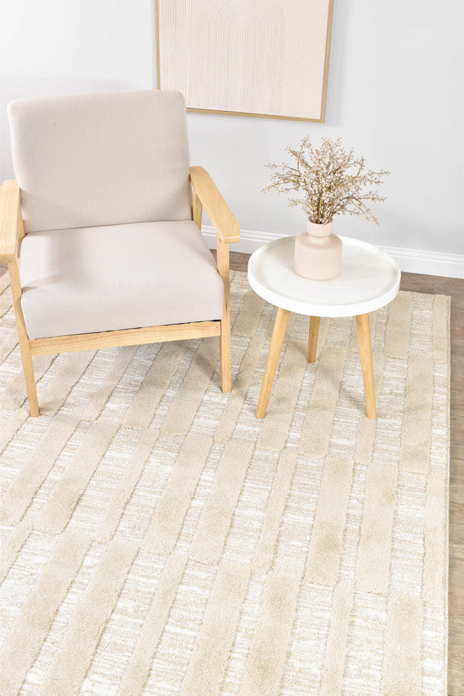 Contour Modern Sculpted Linear Column Beige Rug
