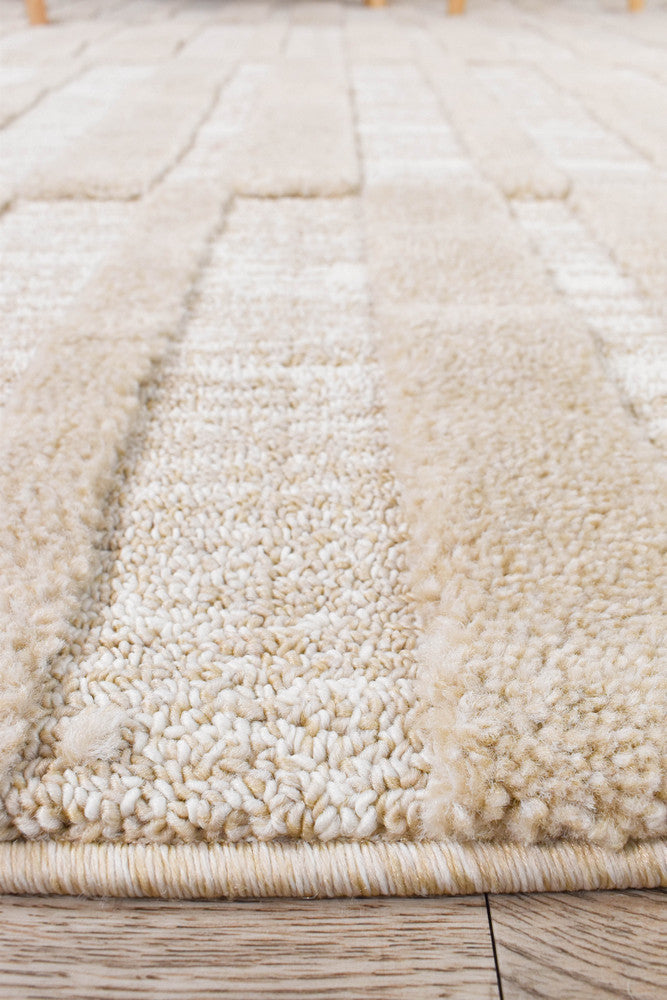 Contour Modern Sculpted Linear Column Beige Rug