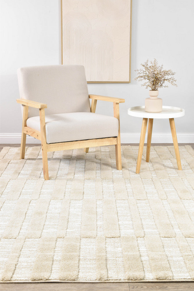 Contour Modern Sculpted Linear Column Beige Rug