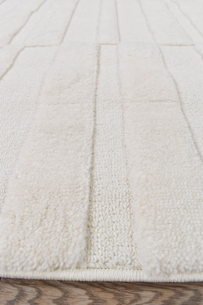 Contour Modern Sculpted Linear Column Cream Rug