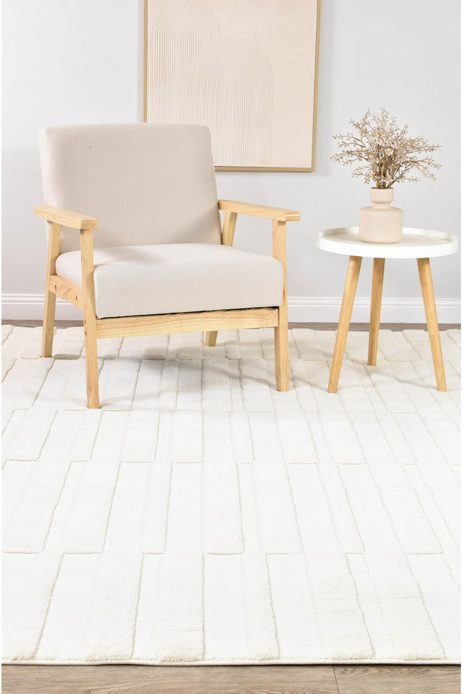 Contour Modern Sculpted Linear Column Cream Rug