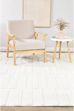 Contour Modern Sculpted Linear Column Cream Rug
